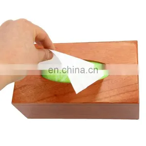 High Quality Wooden Bamboo Square Tissue Paper Holder Tissue Box thumbnail-2