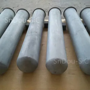 Advanced NSiC Radiant Tubes, NSiC Heating Protective Tubes, Nitride Bonded Silicon Carbide Ceramic Tubes, thumbnail-1
