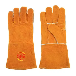 Snellsafety Custom Logo Printed Men Leather Cow Split Leather Heat Protection Building Welding Gloves thumbnail-2