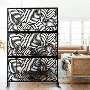 Classic Black Metal Screen for Garden Divider & Functional Indoor Partition Wrought Iron Garden Fence thumbnail-1