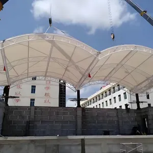 Stadium Grandstand Tensile Fabric Canopy Cover – PTFE Membrane With Curved Steel Frame for Football Field Bleacher Roof thumbnail-3