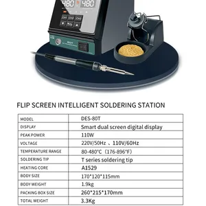 DES 80T Flip Screen 100W Intelligent Soldering Station thumbnail-5
