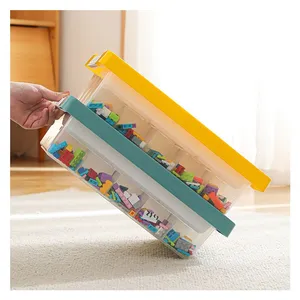 Stackable Building Brick Blocks Base 2 Layer Adjustable Kids Transparent Toy Organizer Plastic Storage Box With Lid thumbnail-5