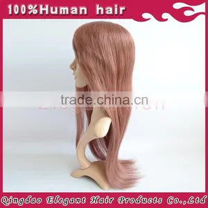 Eleagnt Lady Hairstyle Rose Color Silk Base Malaysian Virgin Remy Hair Wig Toupee thumbnail-3