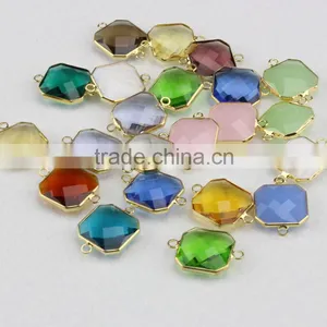 JFG0504 Wholesale Crystal Gemstone Bezel Square Connectors thumbnail-1
