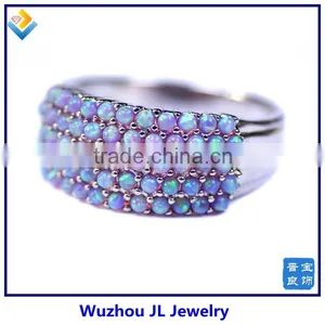 Bubble Gum Color Opal Beads Line Silver Elegance Ring thumbnail-1