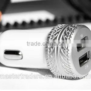 Coteetci Dual USB Ports For Phone 3.6A Fast Charging Tire Texture Design Aluminum Car Charger For Samsung/iPhone/HTC/LG TB-0189 thumbnail-6