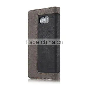 Caseme High Quality Jean Cloth Flip Case for S7 Edge Wallet Waterproof Holder Case With Inner Card Slot for S7 Edge thumbnail-1