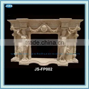 Marble Large Interior Fireplace Surround With Lady Carving thumbnail-1