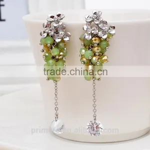High Quality Brand Designs Clover Crystal Beads Tassel Earrings thumbnail-2