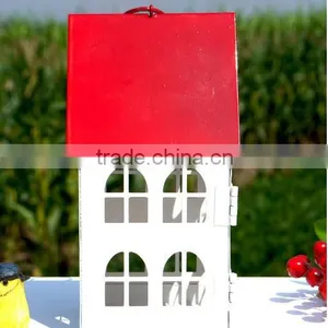 Red Top White House Top Creative Gift Iron Candle Holder J069 thumbnail-5
