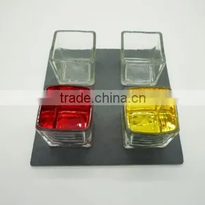 [factory Direct] 17x17cm Cut Edge Square Slate Coaster With 4 Notches And 4 Cups Item BD-1717SD1AN thumbnail-2