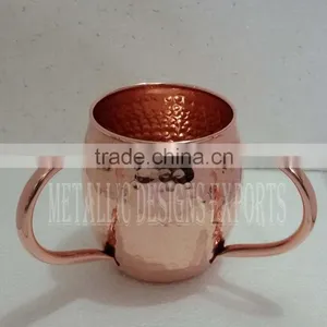 Hammered Copper Moscow Mule Barrel Mug Double Handle thumbnail-1