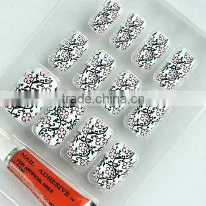 12PCS New Flowers False DIY French Design French Nail Tips thumbnail-1