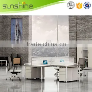 Space Saving 4 Person Workstation With MFC Board Furniture Glass Desktop Partiton thumbnail-2