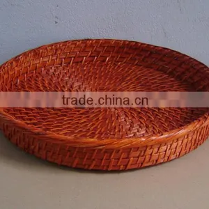 Orange Bamboo & Rattan Storage Tray thumbnail-1