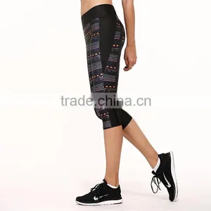 Womens YOGA Running Sports Gym Pants High Waist Printed Cropped Leggings Fitness thumbnail-4