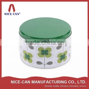 China Food Grade Customized Empty Round Shape Green Color Bulk Tin Box Tea thumbnail-1