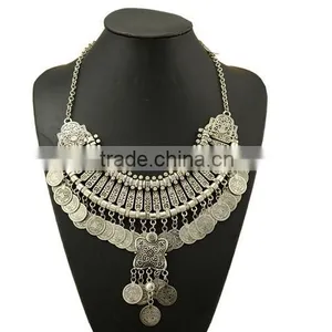 Bohemian Vintage Chunky Punk Tribal Antique Coins Tassels Choker Necklace thumbnail-6