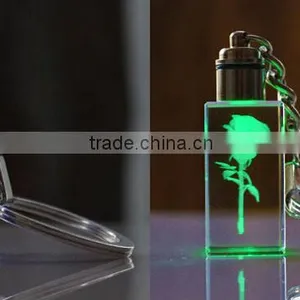 Compact LED 3d Laser Rose Flower Crystal Key Holder thumbnail-3