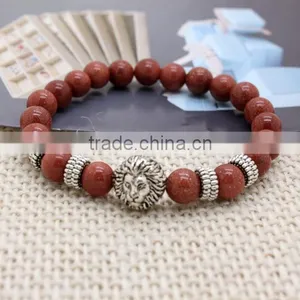 2016 Handmade Manufacturer of High Quality Lion Silver Charms Natural Stone Bead Stretch Bracelet thumbnail-4