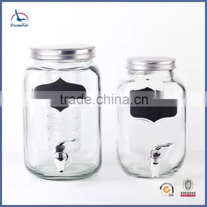 High Quality Different Sizes Beverage Dispenser Square Glass Jar Dispenser thumbnail-1