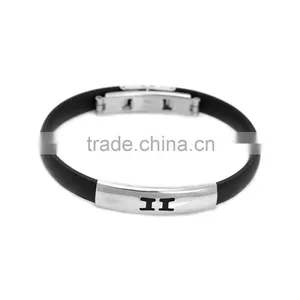 Wholesale New Arrival Stainless Steel Black Silicone Bangles With Clasp thumbnail-4