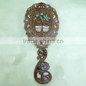 Vintage Enamel Purple Pocket Mirror thumbnail-3