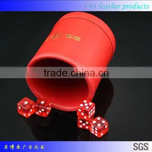 Red High Quality Leather Dice Cup With Dices thumbnail-1