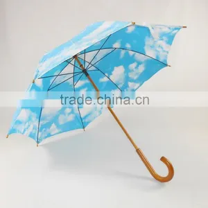 Sky Blue and White Cloud Umbrella Wooden Umbrella Blue Sky thumbnail-1