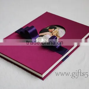 Luxury Silk Covor Wedding Guest Book With Ribbon thumbnail-3