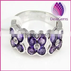 Wholesale Sterling Silver Ring With Amethyst Natural Gemstone Ring thumbnail-1
