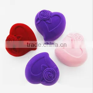 Velvet Ring Box Heart Shaped Ring Box Velvet Jewelry Packaging Boxes thumbnail-2