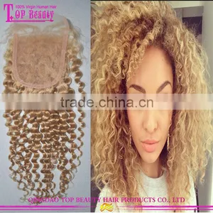Factory Price Good Quality 613 Kinky Curly Hair Closure 100% Brazilian Hair Closure thumbnail-1