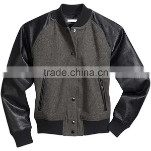 2015 Latest Style College Jacket / Varsity Jacket Wool With Leather Sleeve thumbnail-1