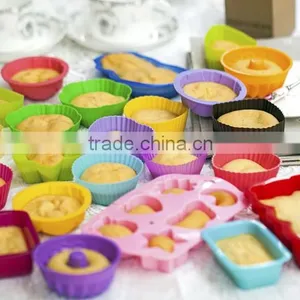 Colorful Like Rainbow Silicone Muffin Cup Multicolor Round Square Mini Dishwasher Mini Microwave Silicone Cake Mold thumbnail-2
