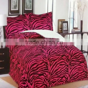3pcs King Pink Zebra Soft Flannel With Sherpa Fleece Throw Blanket,borrego Blanket thumbnail-1