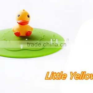 Cute Cartoon Leak Proof Soft Little Yellow Duck Silicone Suction Cup Lid thumbnail-1