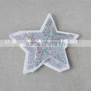 Hot Selling Custom 3d Star Pattern Sequin Patch Embroidery Trim Polyester Material for Wholesale thumbnail-2