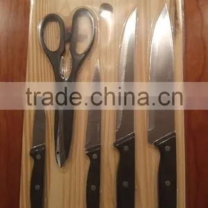 Stainless Steel Knife Set With Scissor With Wooden Cutting Board thumbnail-2