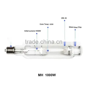 1000W MH Grow Lamp Bulb Hydroponic 1000 Watt Vegetative Metal Halide MH Grow Light Bulb Lamp Enhanced Blue and Violet Spectrums thumbnail-5