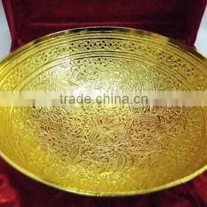 Promotional Gift, Corporate Gift, New Year Gift Beautiful Gold Plated Brass Bowl thumbnail-3
