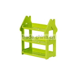 3-Shelf Multifunction Shelving Unit Plastic Storage Rack With Home Shape Wine Organizer thumbnail-2