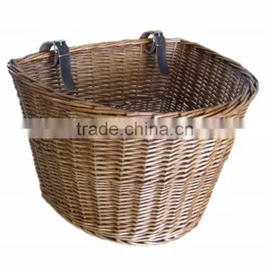 WICKER BICYCLE BASKET WITH LEATHER STRAPS BIKE / CYCLE SHOPPING thumbnail-3