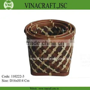 Pressed Bamboo Waste Basket in Brown Color thumbnail-1