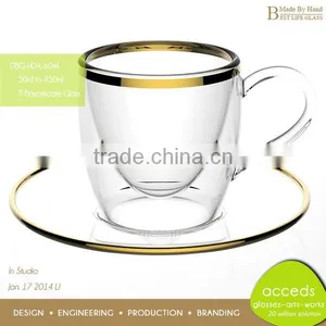 The Most Populare Gold Rim 2014 Double Wall Milk Glass Cup thumbnail-1