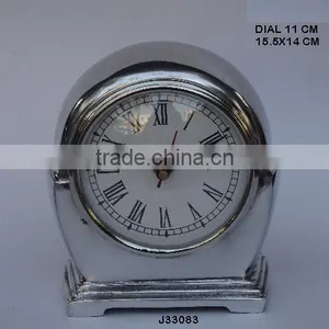 Round Cast Metal Table Clock With Cast Base in Mirror Polish Available in Other Finishes Available thumbnail-1