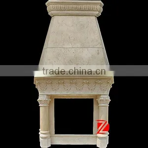 Hand Carved Limestone Double Fireplace thumbnail-1