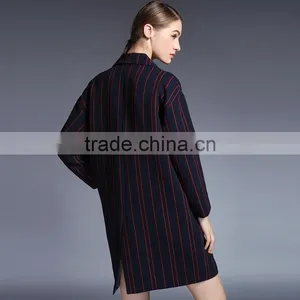 XL-5XL Women Trench Coat Winter New Design Elegant Ladies Double Breasted Striped Trendy Outerwear Classic Swing Coats Plus Size thumbnail-4