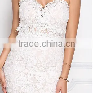 White Floral Crochet Sweetheart Dress Club Dress With Lace Fabric HSD5240 thumbnail-4